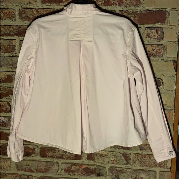Anthro CHINO Light Pink Swing Jacket Cropped Chore Jacket Cotton Stretch S - Picture 4 of 4